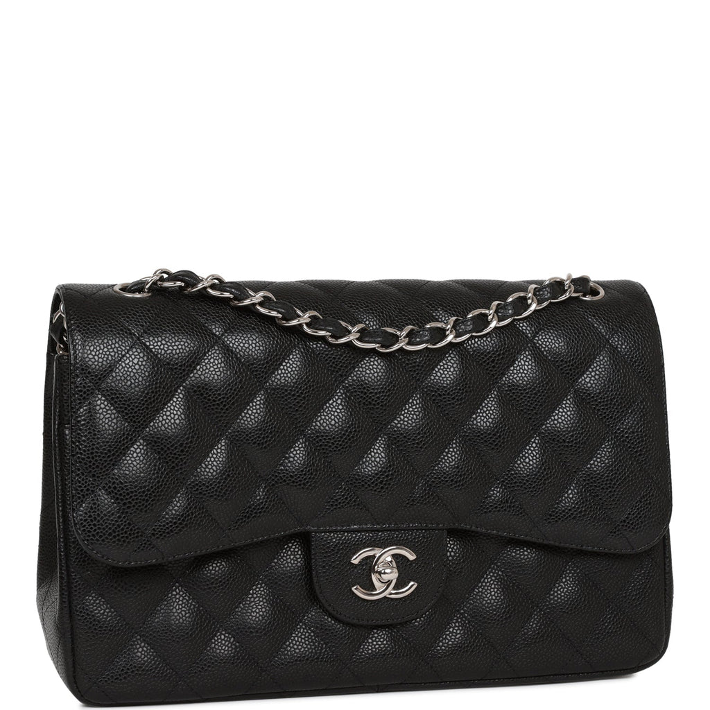 Pre-owned Chanel Jumbo Classic Double Flap Bag Black Caviar SiLouis Vuittoner Hardware