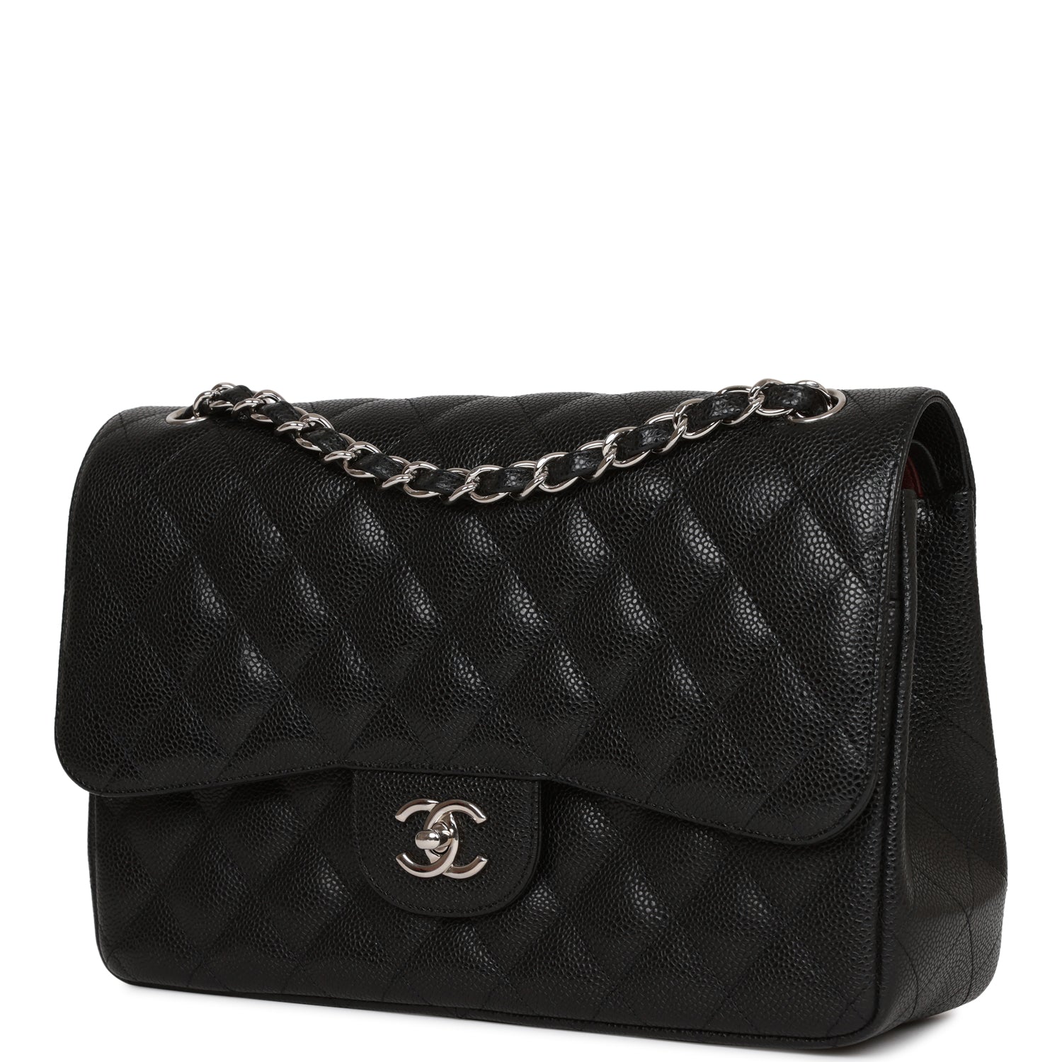 Pre-owned Chanel Jumbo Classic Double Flap Bag Black Caviar SiLouis Vuittoner Hardware