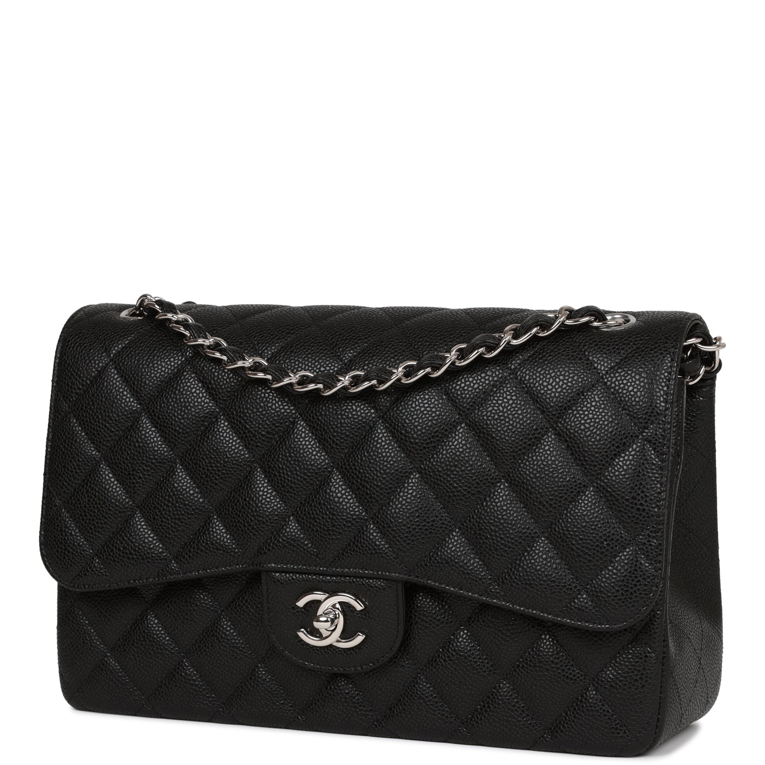 Chanel Jumbo Classic Double Flap Bag Black Caviar SiLouis Vuittoner Hardware