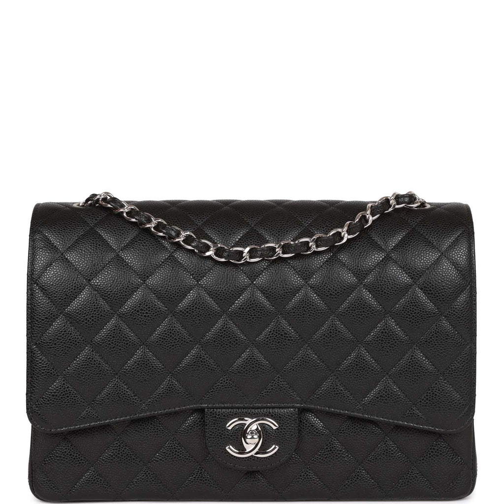 Chanel Maxi Classic Double Flap Bag Black Quilted Caviar SiLouis Vuittoner Hardware