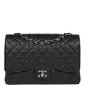 Chanel Maxi Classic Double Flap Bag Black Quilted Caviar SiLouis Vuittoner Hardware