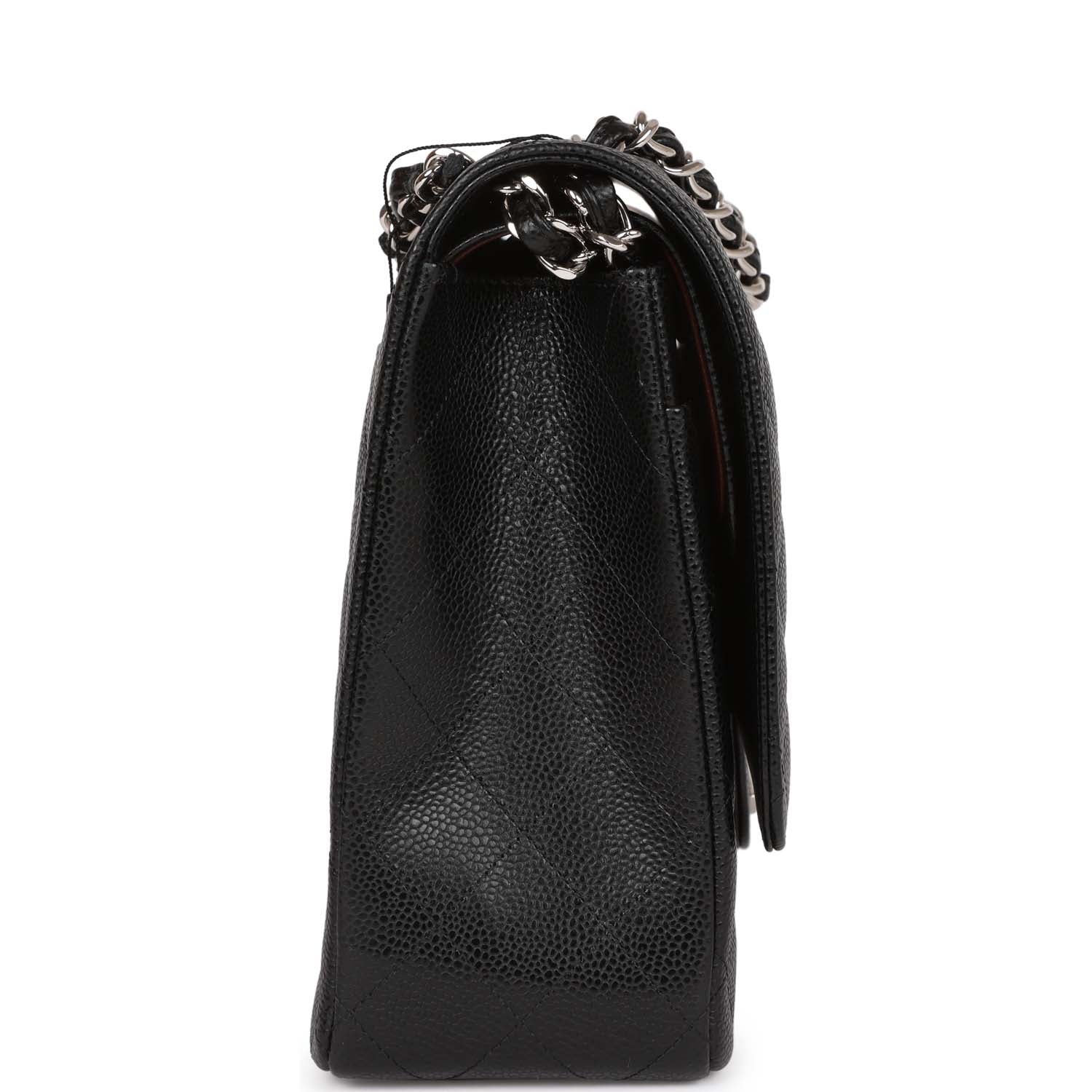 Chanel Maxi Classic Double Flap Bag Black Quilted Caviar SiLouis Vuittoner Hardware