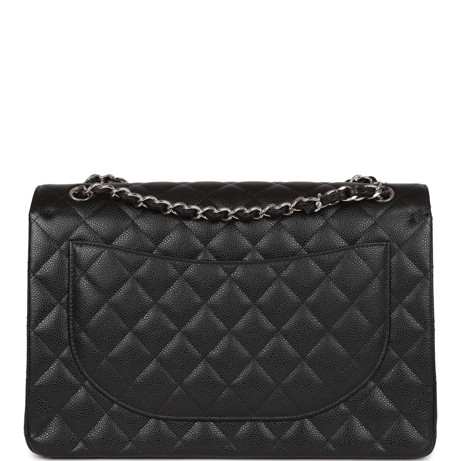 Chanel Maxi Classic Double Flap Bag Black Quilted Caviar SiLouis Vuittoner Hardware