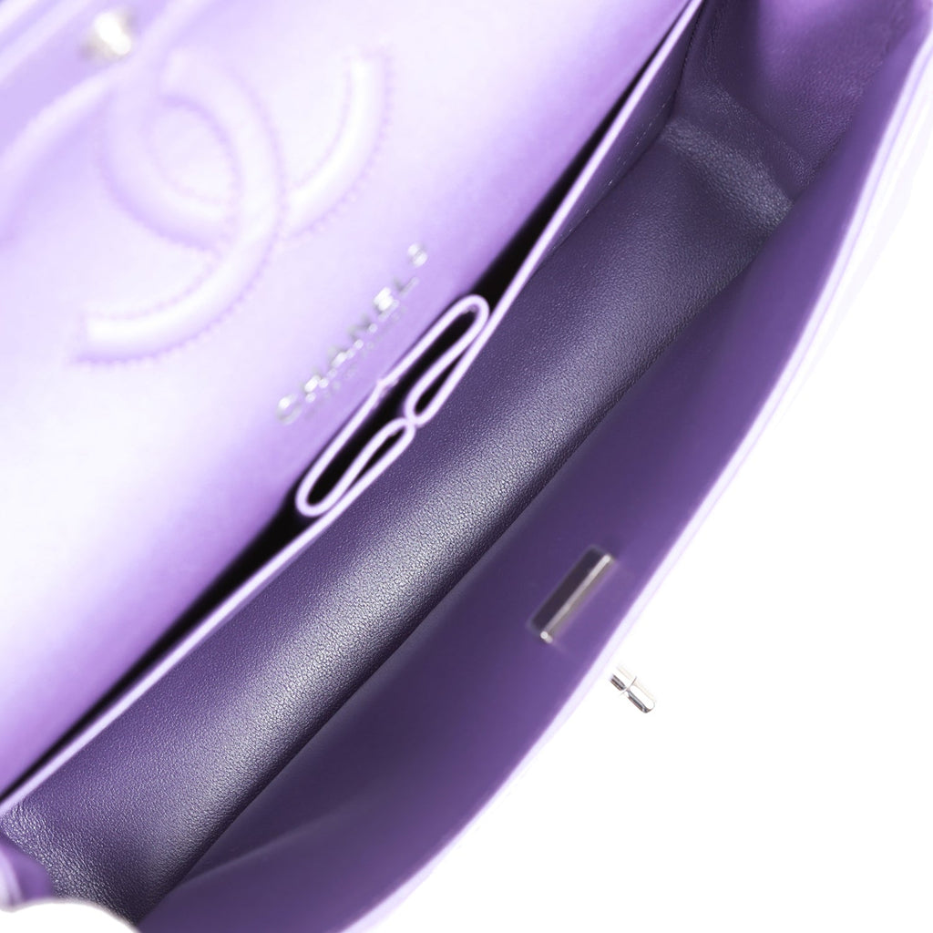 Chanel Medium Classic Double Flap Bag Purple Metallic Lambskin SiLouis Vuittoner Hardware
