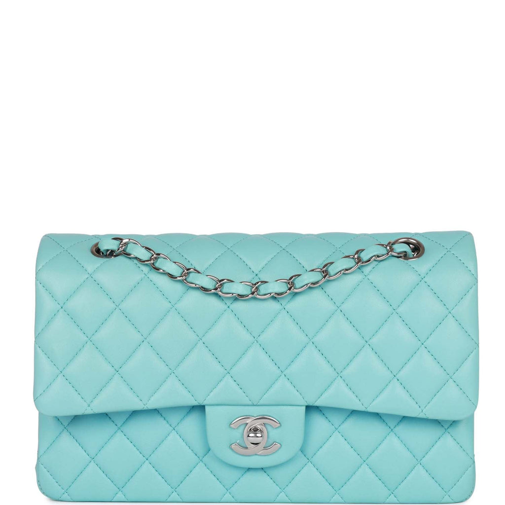 Chanel Medium Classic Double Flap Bag Blue Lambskin SiLouis Vuittoner Hardware