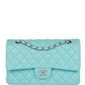 Chanel Medium Classic Double Flap Bag Blue Lambskin SiLouis Vuittoner Hardware