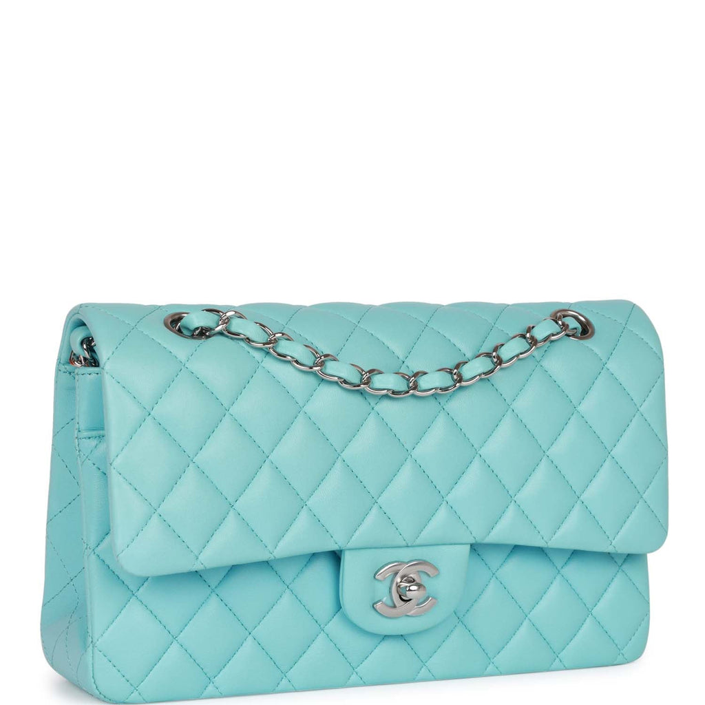 Chanel Medium Classic Double Flap Bag Blue Lambskin SiLouis Vuittoner Hardware