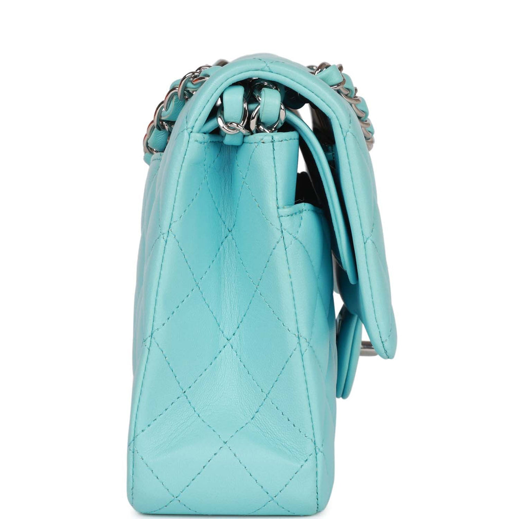 Chanel Medium Classic Double Flap Bag Blue Lambskin SiLouis Vuittoner Hardware