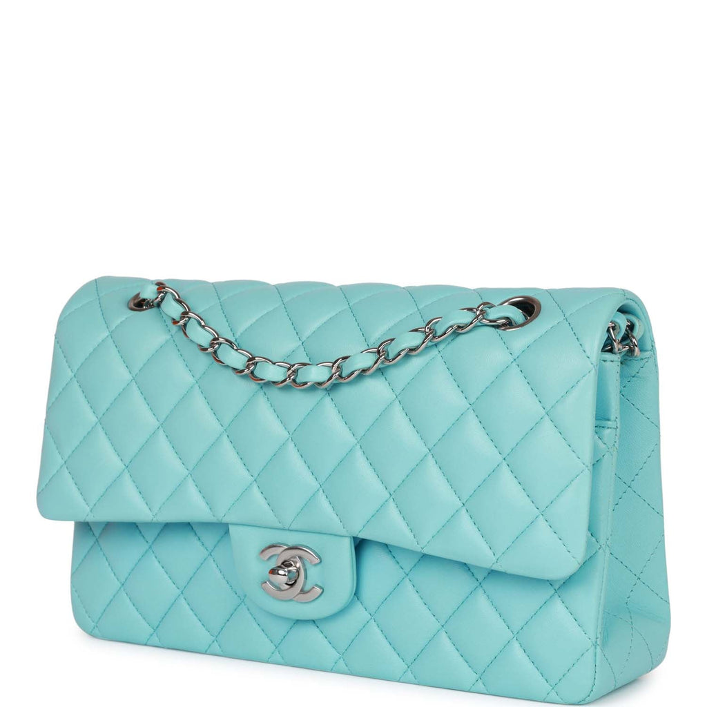 Chanel Medium Classic Double Flap Bag Blue Lambskin SiLouis Vuittoner Hardware