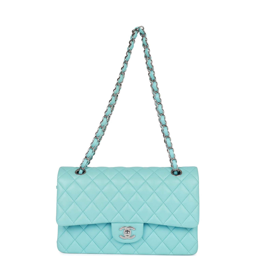 Chanel Medium Classic Double Flap Bag Blue Lambskin SiLouis Vuittoner Hardware