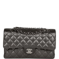 Chanel Medium Classic Double Flap Bag Metallic Grey Lambskin SiLouis Vuittoner Hardware