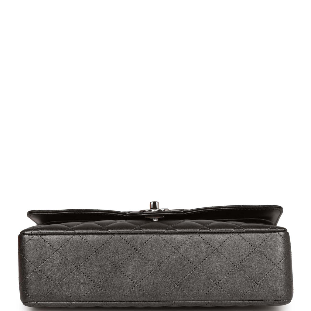 Chanel Medium Classic Double Flap Bag Metallic Grey Lambskin SiLouis Vuittoner Hardware
