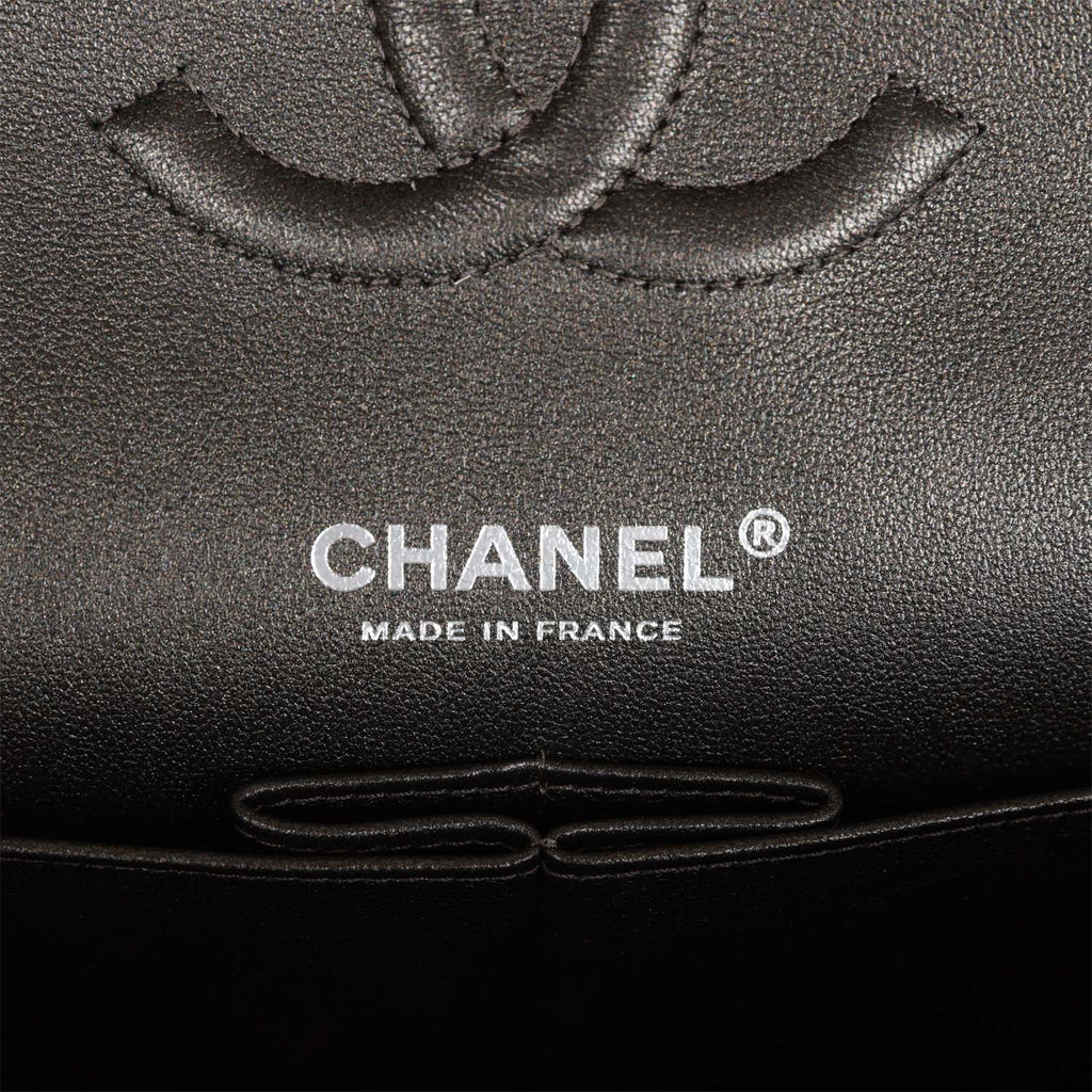 Chanel Medium Classic Double Flap Bag Metallic Grey Lambskin SiLouis Vuittoner Hardware