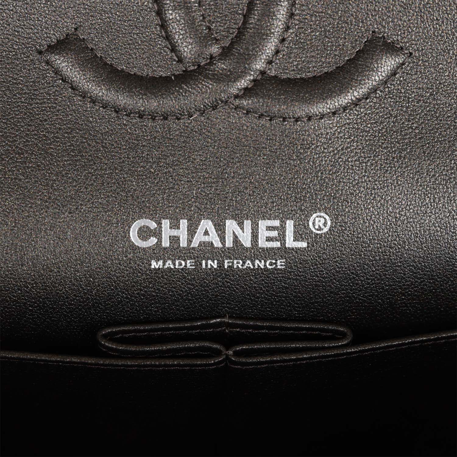 Chanel Medium Classic Double Flap Bag Metallic Grey Lambskin SiLouis Vuittoner Hardware