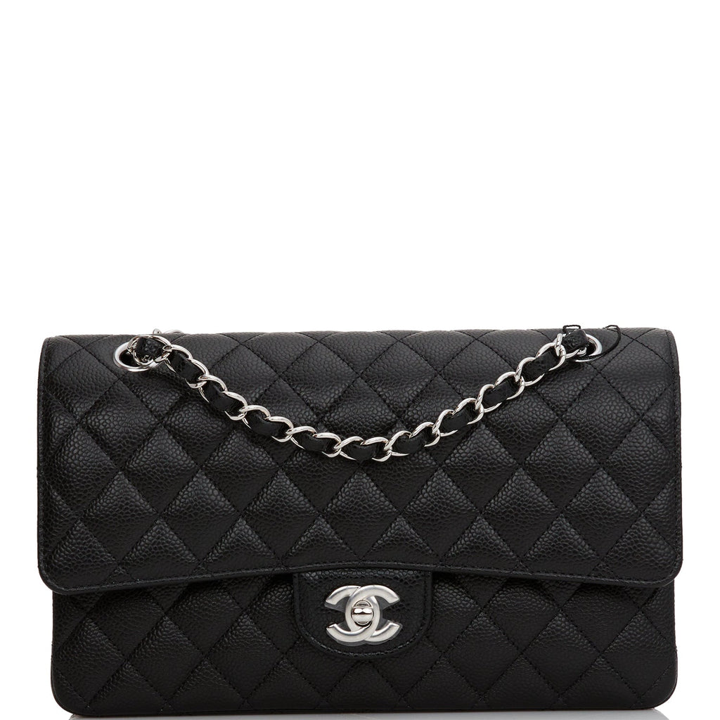 Chanel Medium Classic Double Flap Bag Black Quilted Caviar SiLouis Vuittoner Hardware