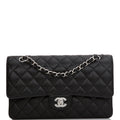 Chanel Medium Classic Double Flap Bag Black Quilted Caviar SiLouis Vuittoner Hardware