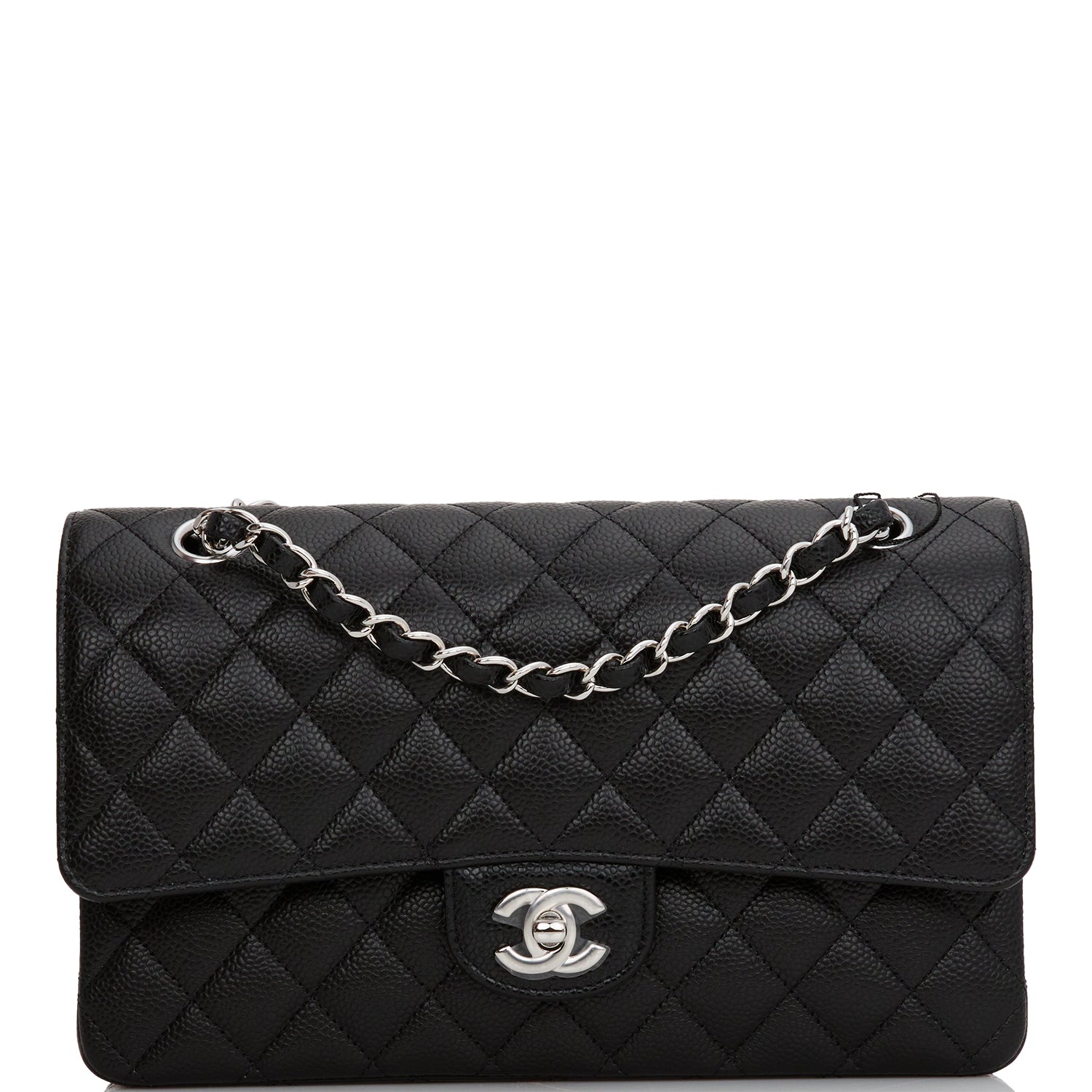 Chanel Medium Classic Double Flap Bag Black Quilted Caviar SiLouis Vuittoner Hardware