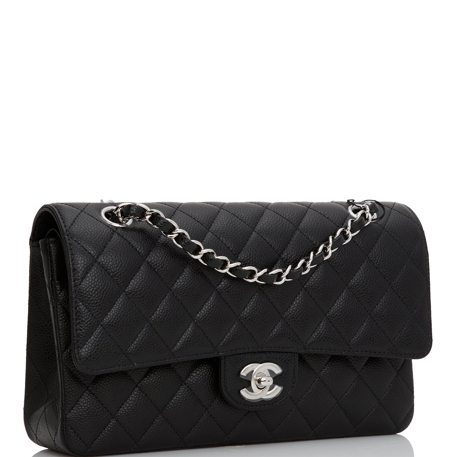 Chanel Medium Classic Double Flap Bag Black Quilted Caviar SiLouis Vuittoner Hardware