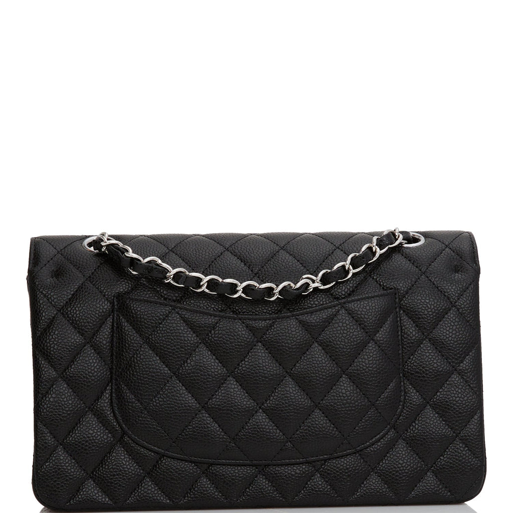 Chanel Medium Classic Double Flap Bag Black Quilted Caviar SiLouis Vuittoner Hardware