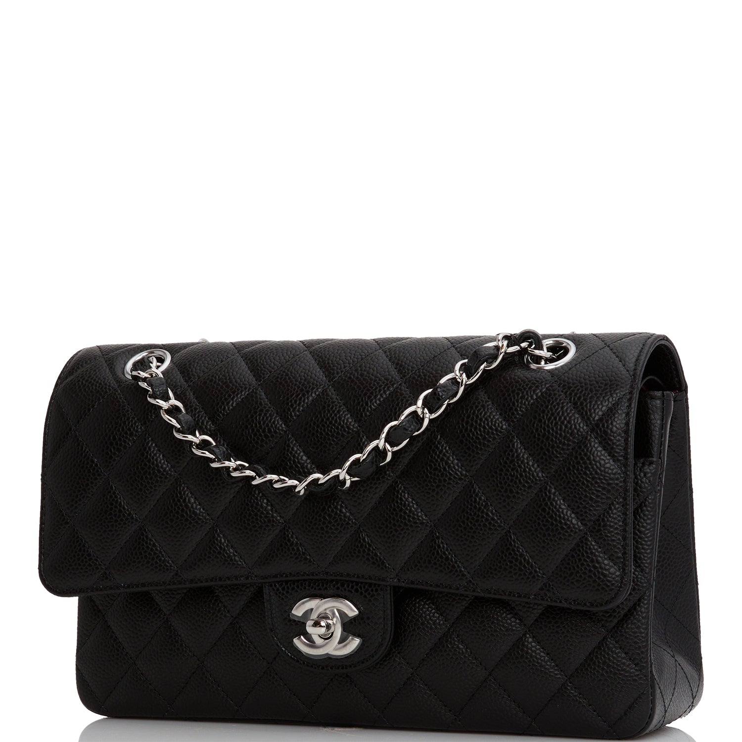 Chanel Medium Classic Double Flap Bag Black Quilted Caviar SiLouis Vuittoner Hardware