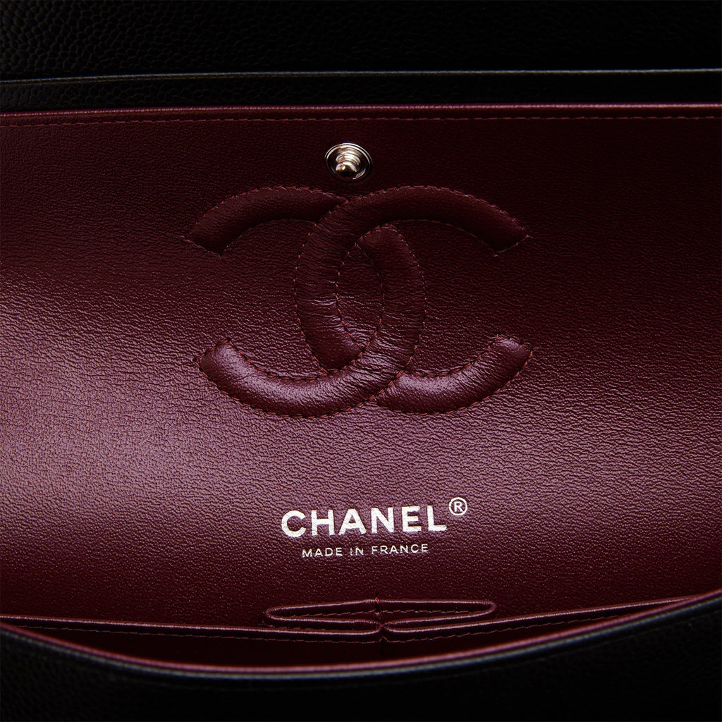 Chanel Medium Classic Double Flap Bag Black Quilted Caviar SiLouis Vuittoner Hardware