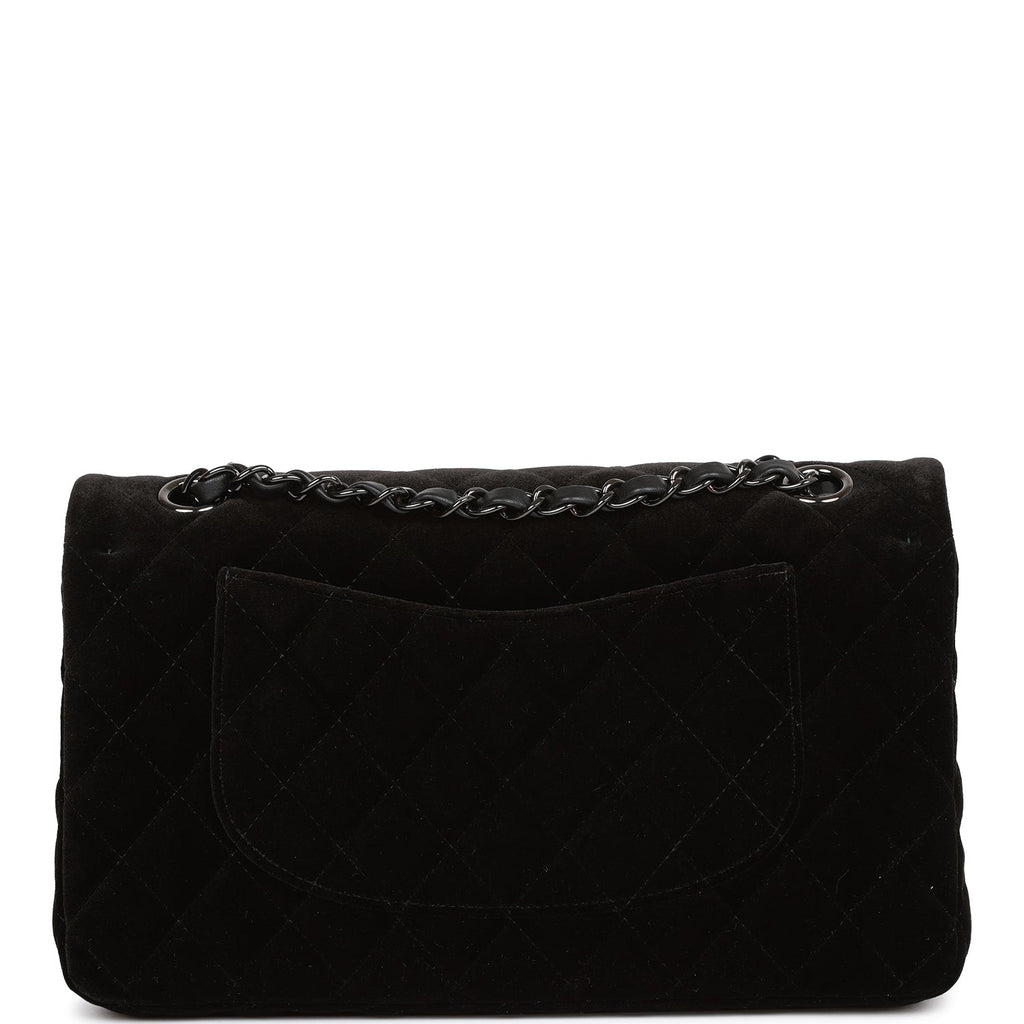 Pre-owned Chanel Medium Classic Double Flap Bag Black VeLouis Vuittonet Ruthenium Hardware