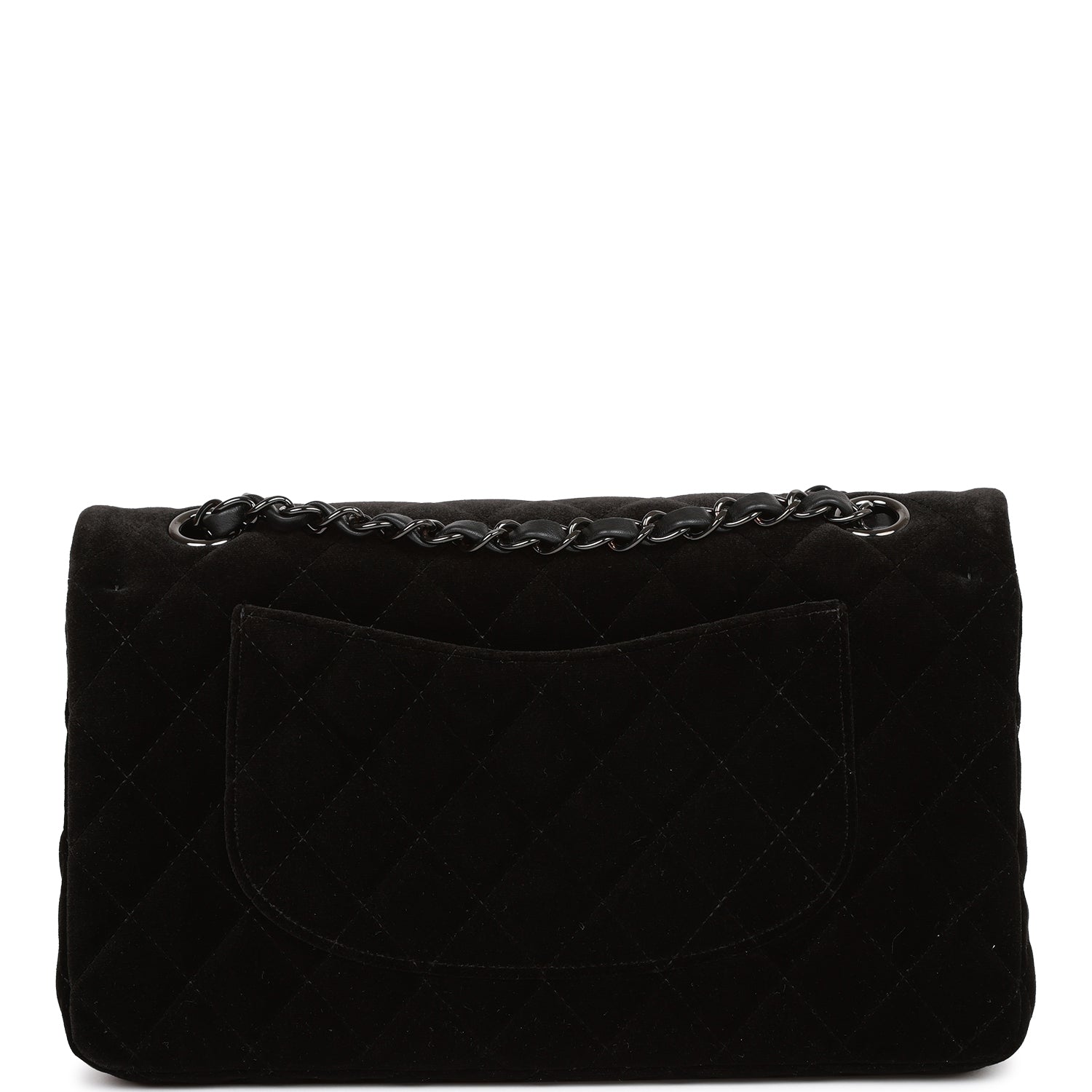 Pre-owned Chanel Medium Classic Double Flap Bag Black VeLouis Vuittonet Ruthenium Hardware