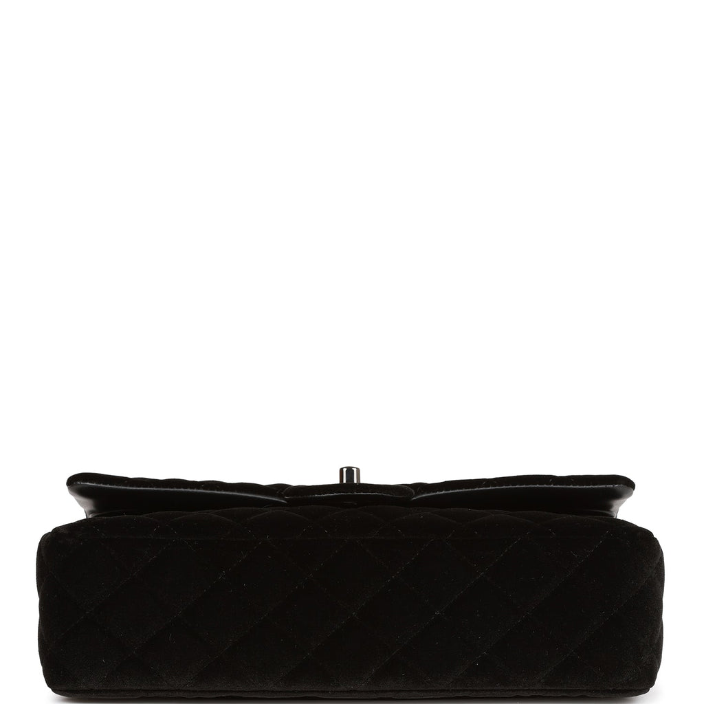 Pre-owned Chanel Medium Classic Double Flap Bag Black VeLouis Vuittonet Ruthenium Hardware