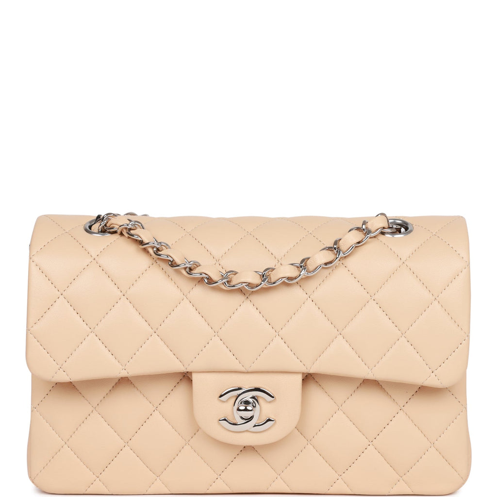 Chanel Small Classic Double Flap Beige Lambskin SiLouis Vuittoner Hardware