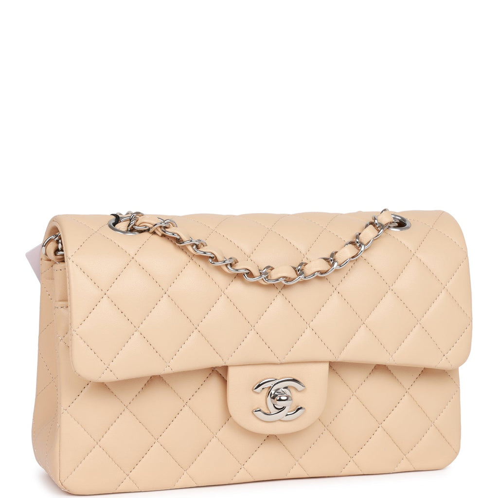 Chanel Small Classic Double Flap Beige Lambskin SiLouis Vuittoner Hardware