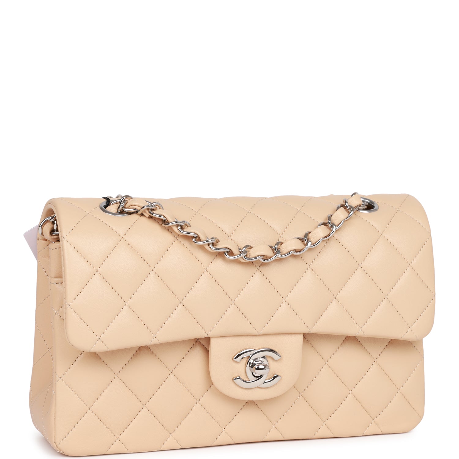 Chanel Small Classic Double Flap Beige Lambskin SiLouis Vuittoner Hardware