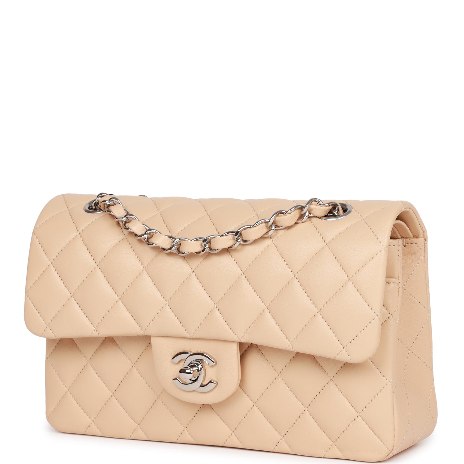 Chanel Small Classic Double Flap Beige Lambskin SiLouis Vuittoner Hardware