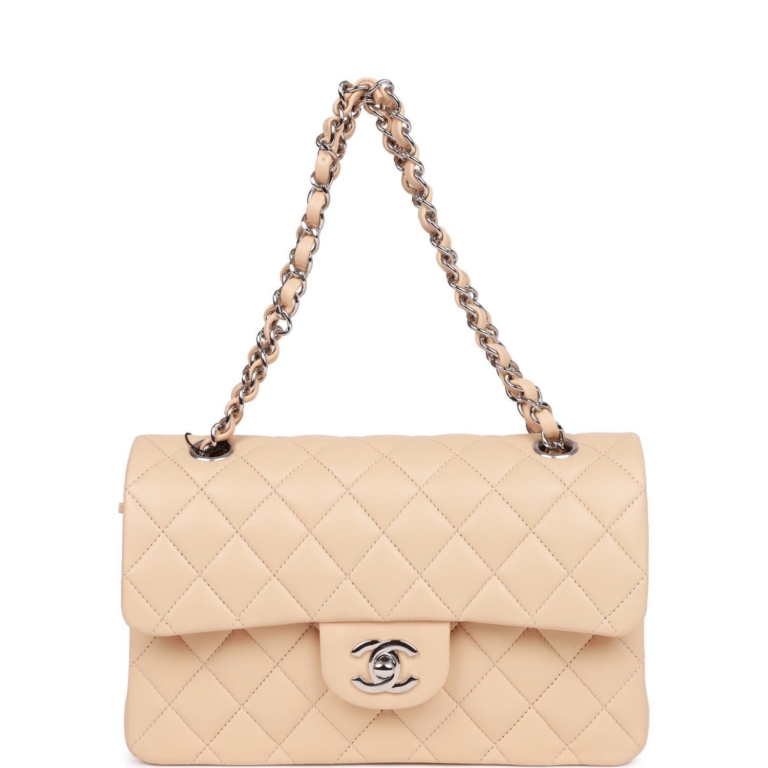 Chanel Small Classic Double Flap Beige Lambskin SiLouis Vuittoner Hardware