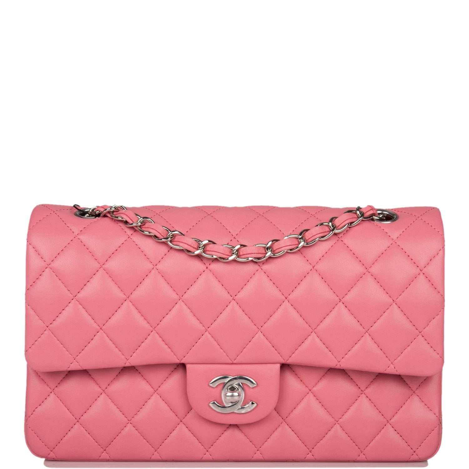 Chanel Medium Classic Double Flap Bag Rose Quilted Lambskin SiLouis Vuittoner Hardware
