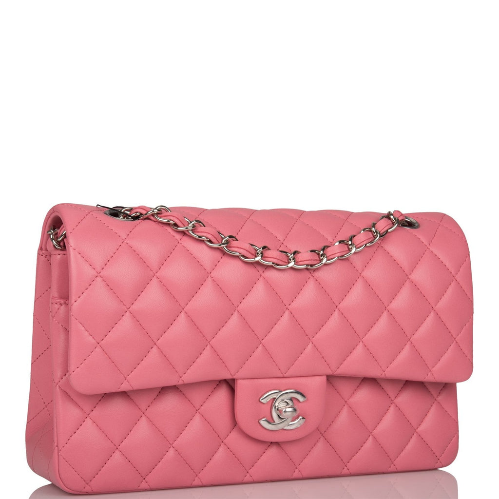 Chanel Medium Classic Double Flap Bag Rose Quilted Lambskin SiLouis Vuittoner Hardware