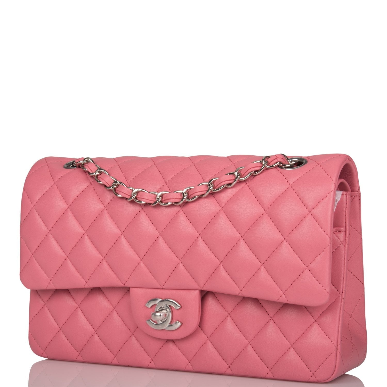 Chanel Medium Classic Double Flap Bag Rose Quilted Lambskin SiLouis Vuittoner Hardware