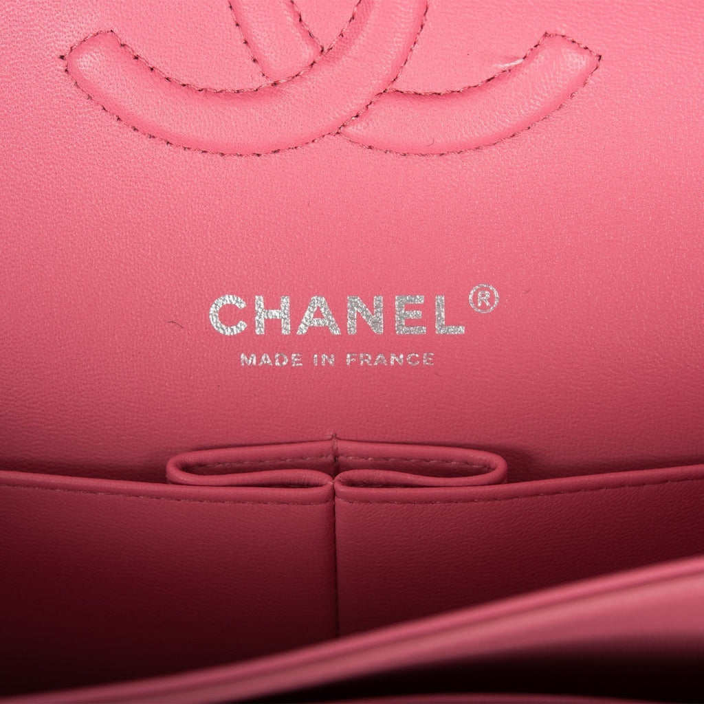 Chanel Medium Classic Double Flap Bag Rose Quilted Lambskin SiLouis Vuittoner Hardware