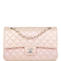 Chanel Medium Classic Double Flap Bag Pink Iridescent Lambskin SiLouis Vuittoner Hardware
