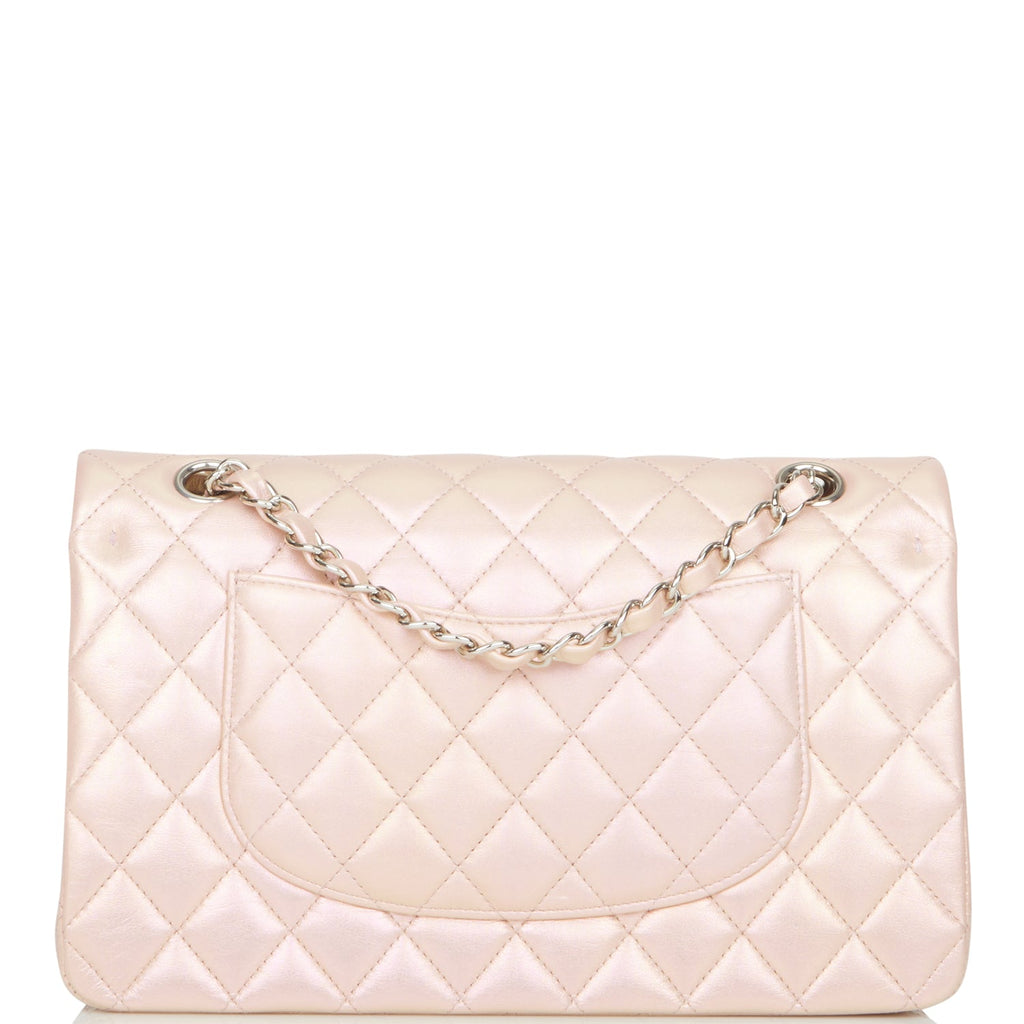 Chanel Medium Classic Double Flap Bag Pink Iridescent Lambskin SiLouis Vuittoner Hardware
