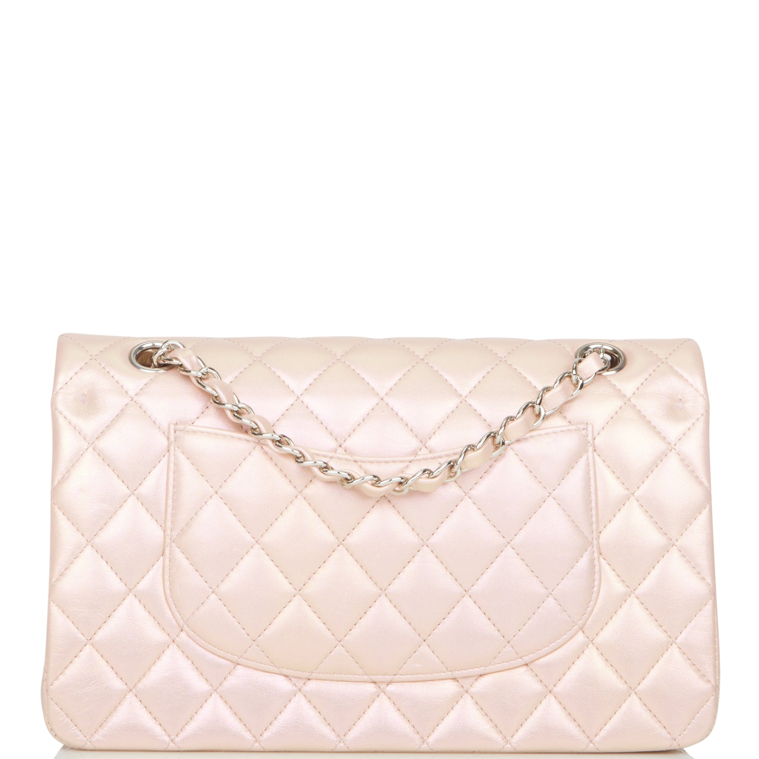 Chanel Medium Classic Double Flap Bag Pink Iridescent Lambskin SiLouis Vuittoner Hardware