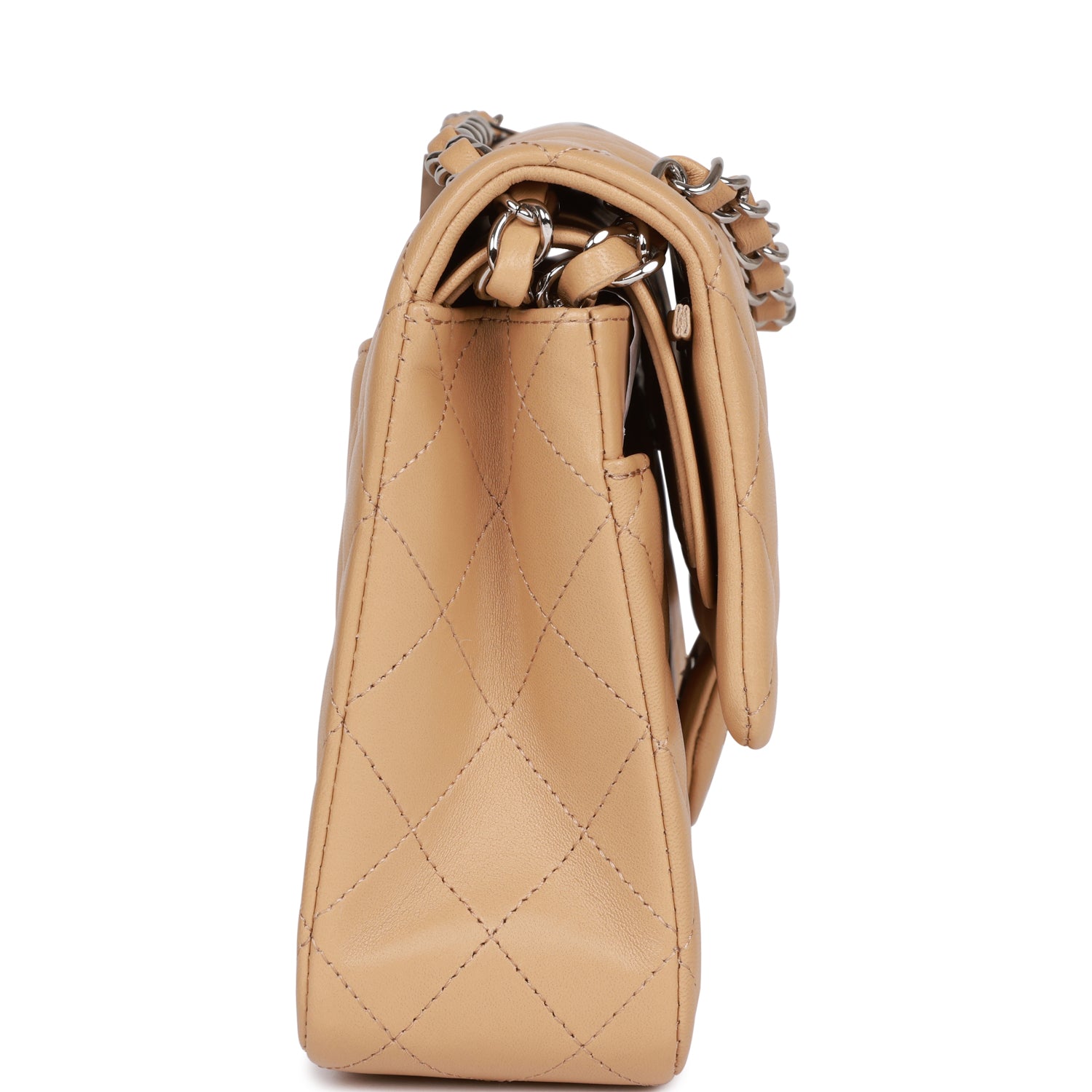 Chanel Medium Classic Double Flap Bag Beige Lambskin SiLouis Vuittoner Hardware