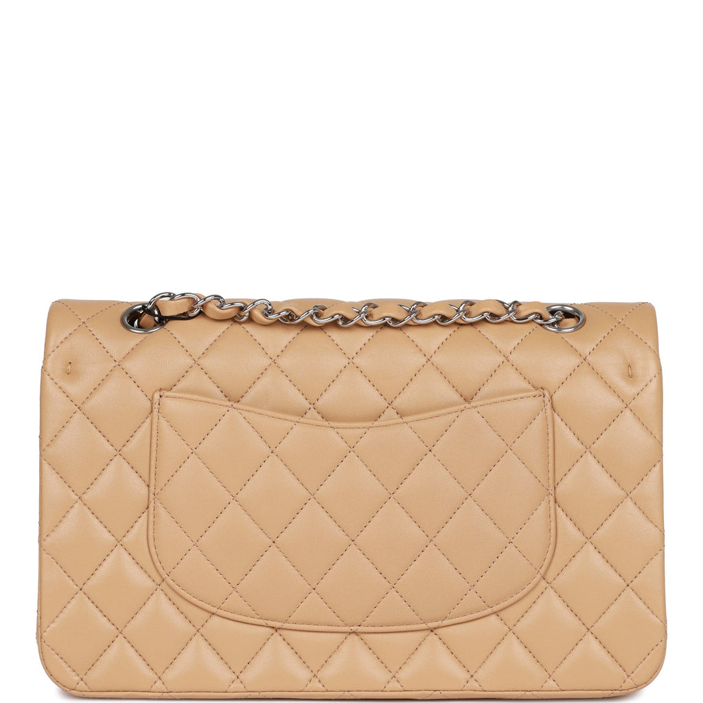 Chanel Medium Classic Double Flap Bag Beige Lambskin SiLouis Vuittoner Hardware