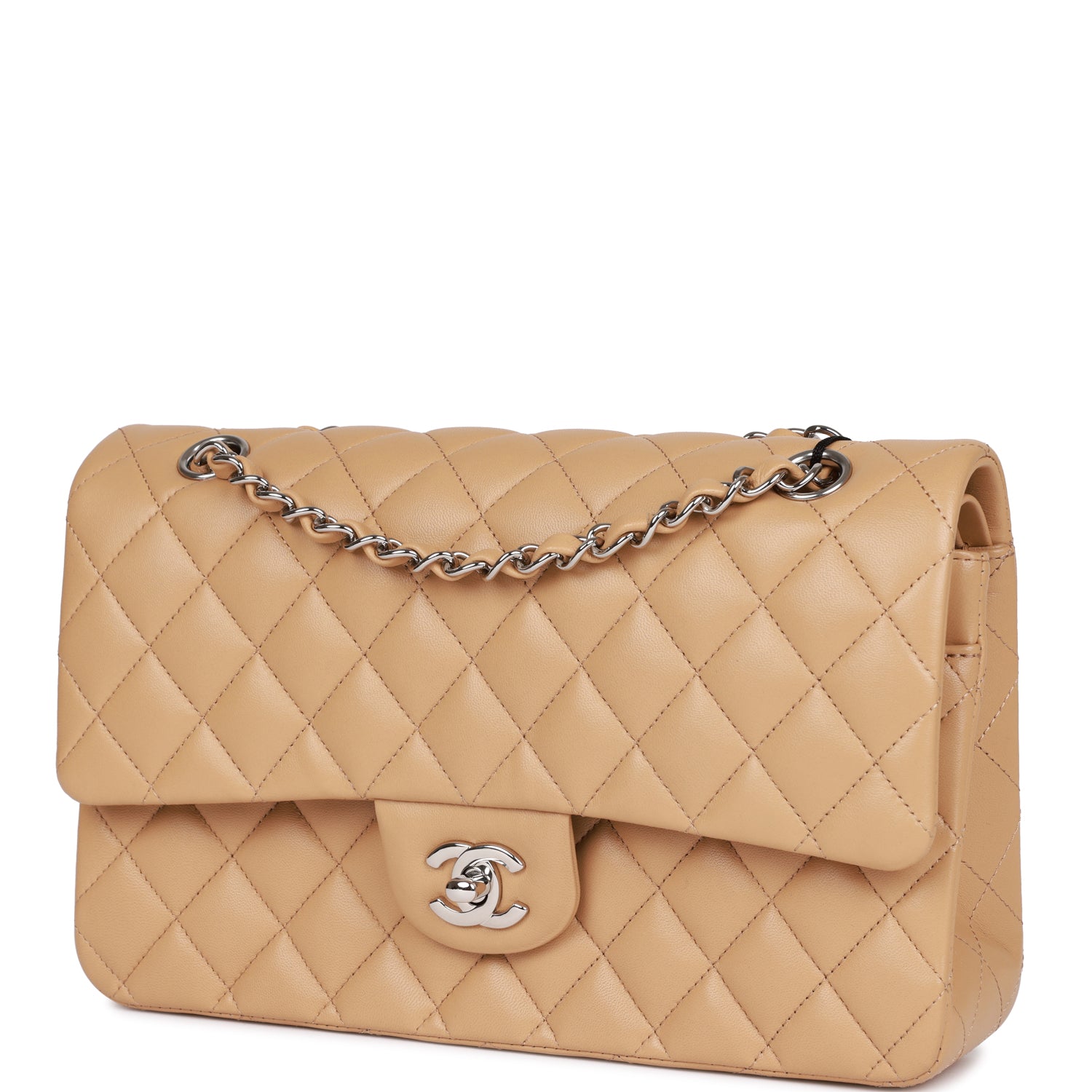 Chanel Medium Classic Double Flap Bag Beige Lambskin SiLouis Vuittoner Hardware