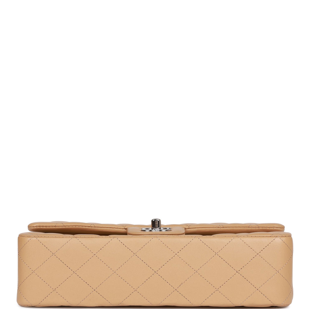 Chanel Medium Classic Double Flap Bag Beige Lambskin SiLouis Vuittoner Hardware