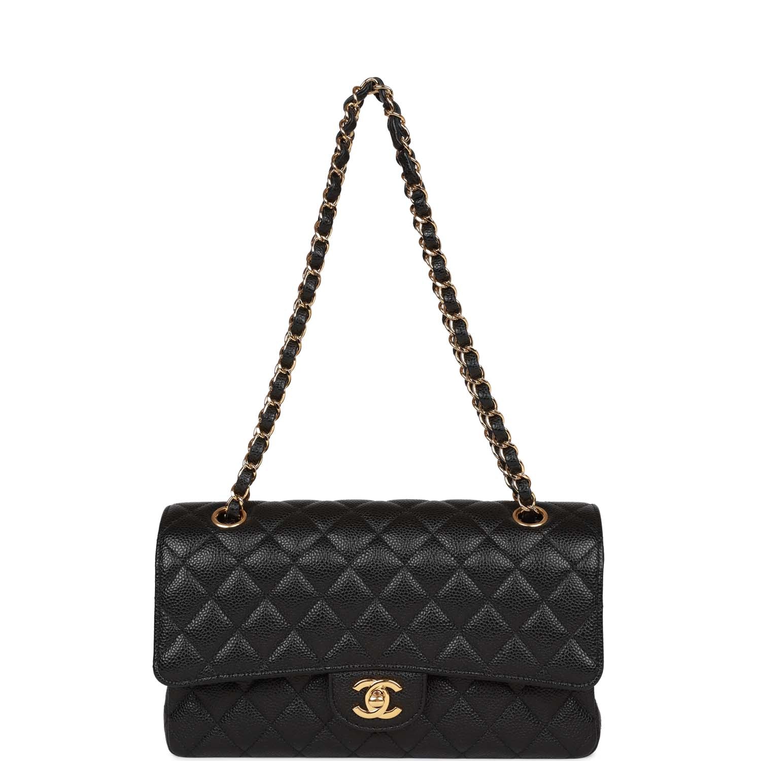 Chanel Medium Classic Double Flap Bag Black Caviar Gold Hardware