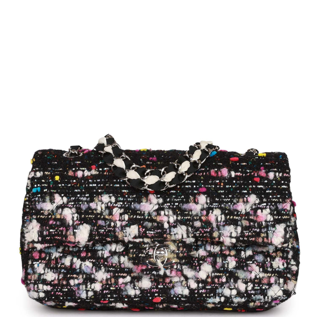 Pre-owned Chanel Medium Classic Double Flap Multicolor Tweed SiLouis Vuittoner Hardware