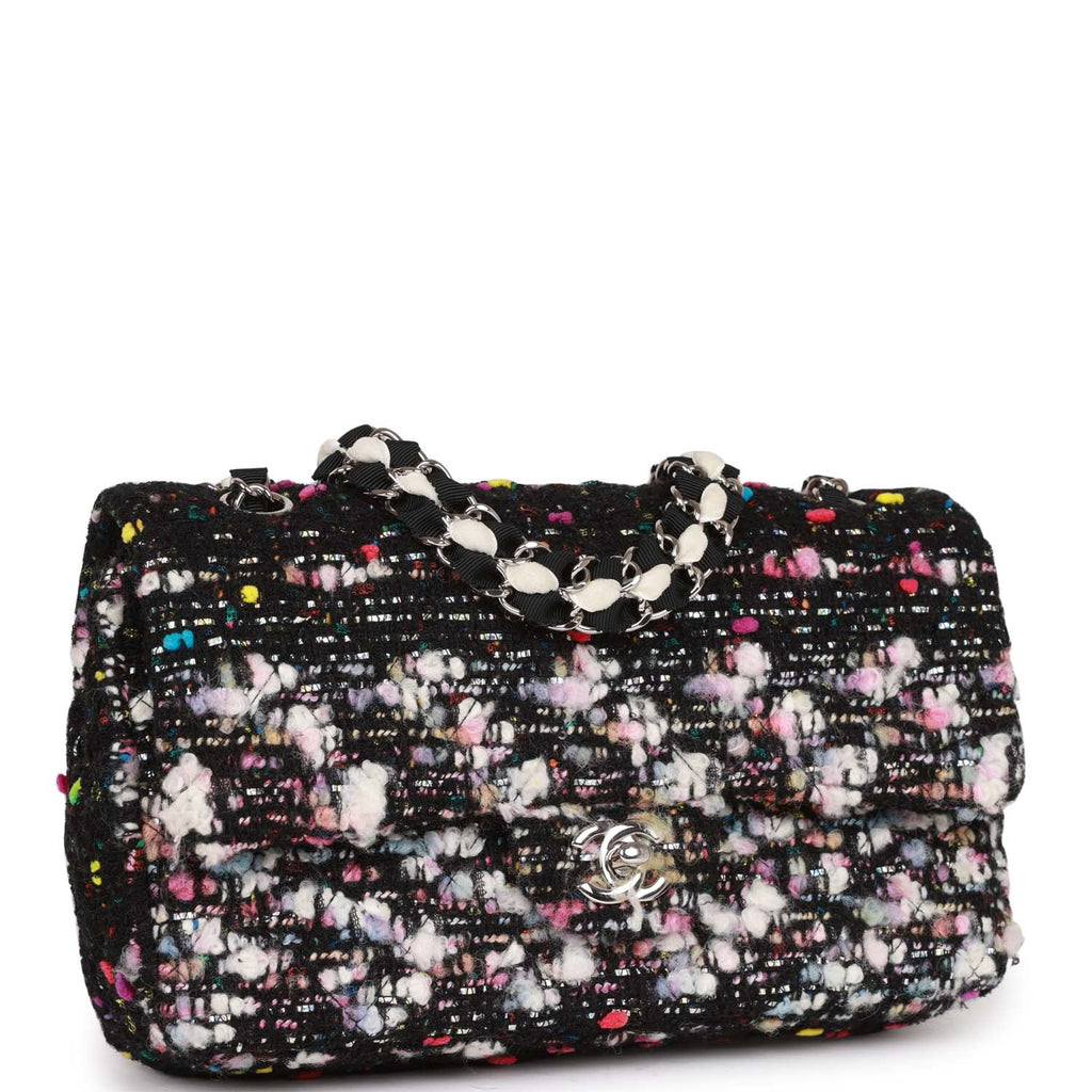 Pre-owned Chanel Medium Classic Double Flap Multicolor Tweed SiLouis Vuittoner Hardware