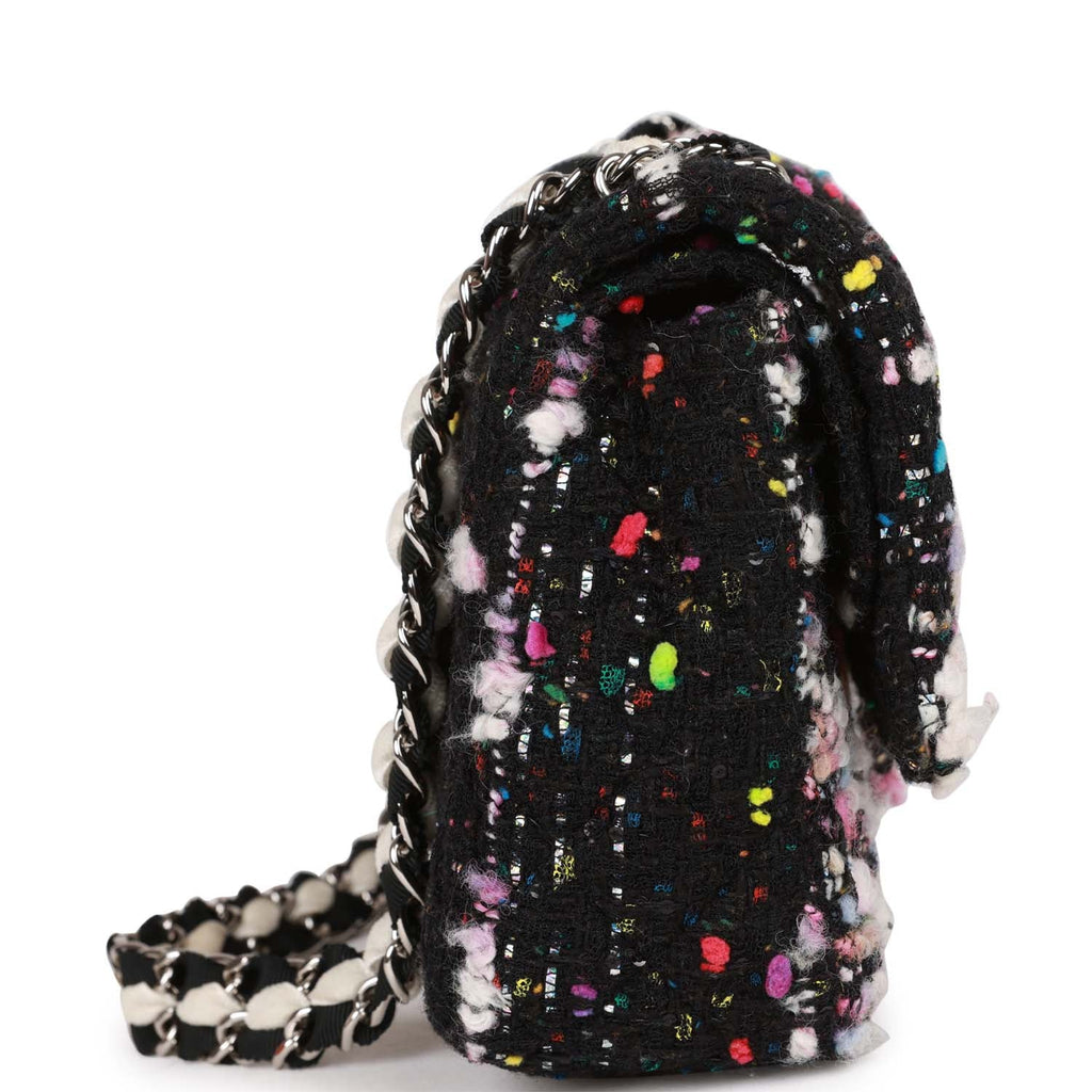 Pre-owned Chanel Medium Classic Double Flap Multicolor Tweed SiLouis Vuittoner Hardware
