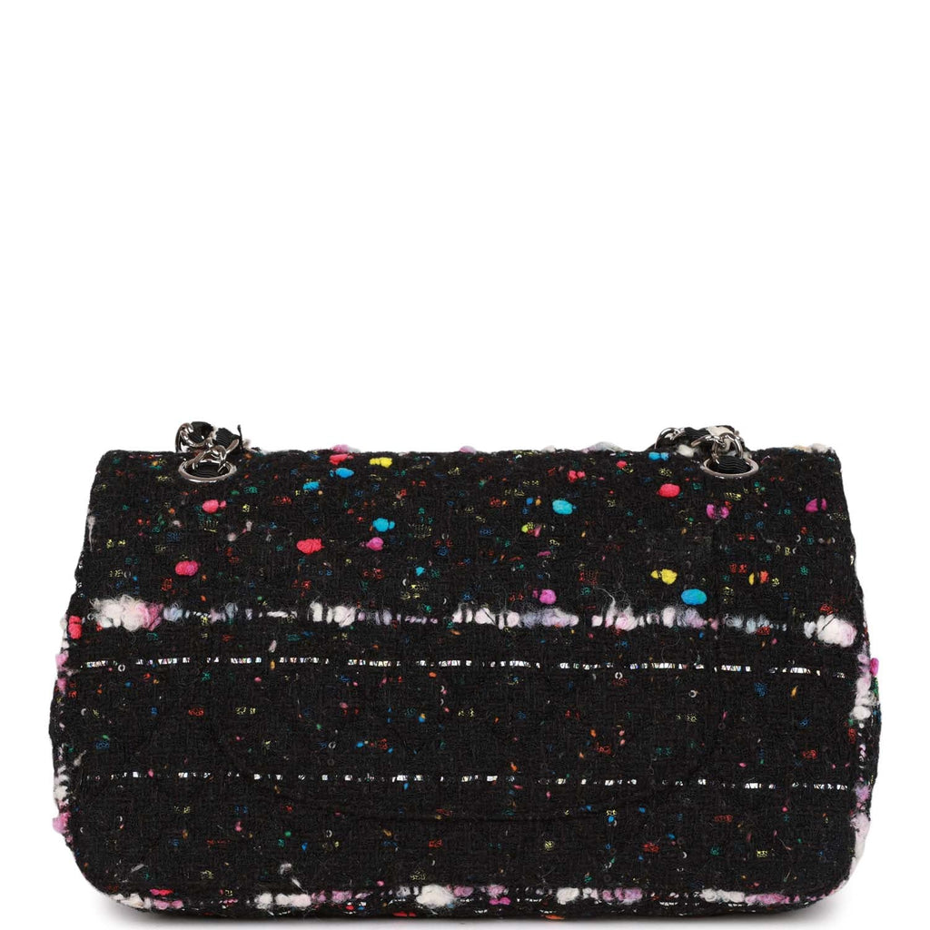 Pre-owned Chanel Medium Classic Double Flap Multicolor Tweed SiLouis Vuittoner Hardware