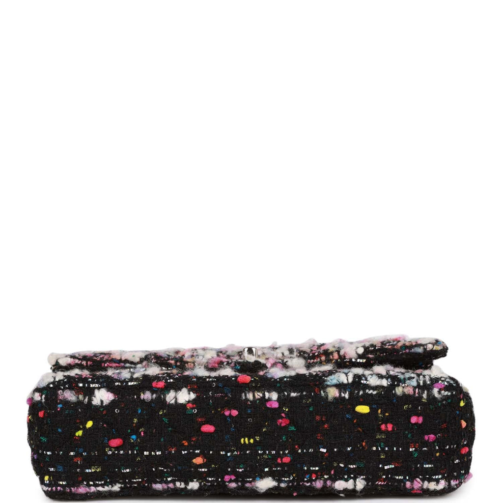 Pre-owned Chanel Medium Classic Double Flap Multicolor Tweed SiLouis Vuittoner Hardware
